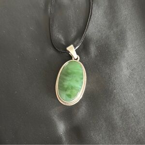 Green Jade pendant 925 sterling silver.